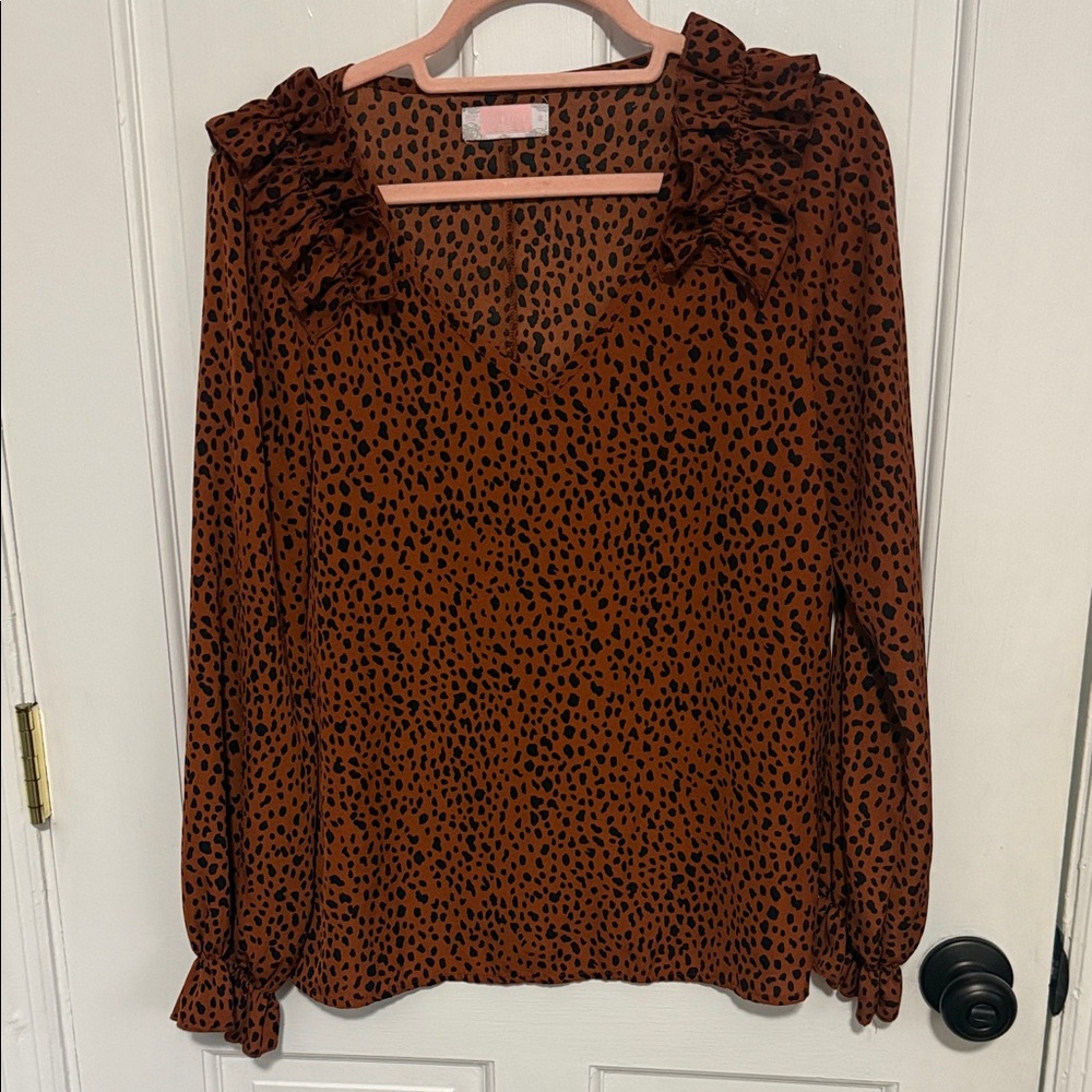 Women's Brown Leopard Print Top